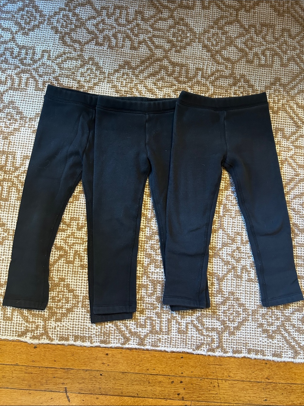 THREE Primary Kids Black Stretch Leggings — heavy, thick, cozy like sweatpants
